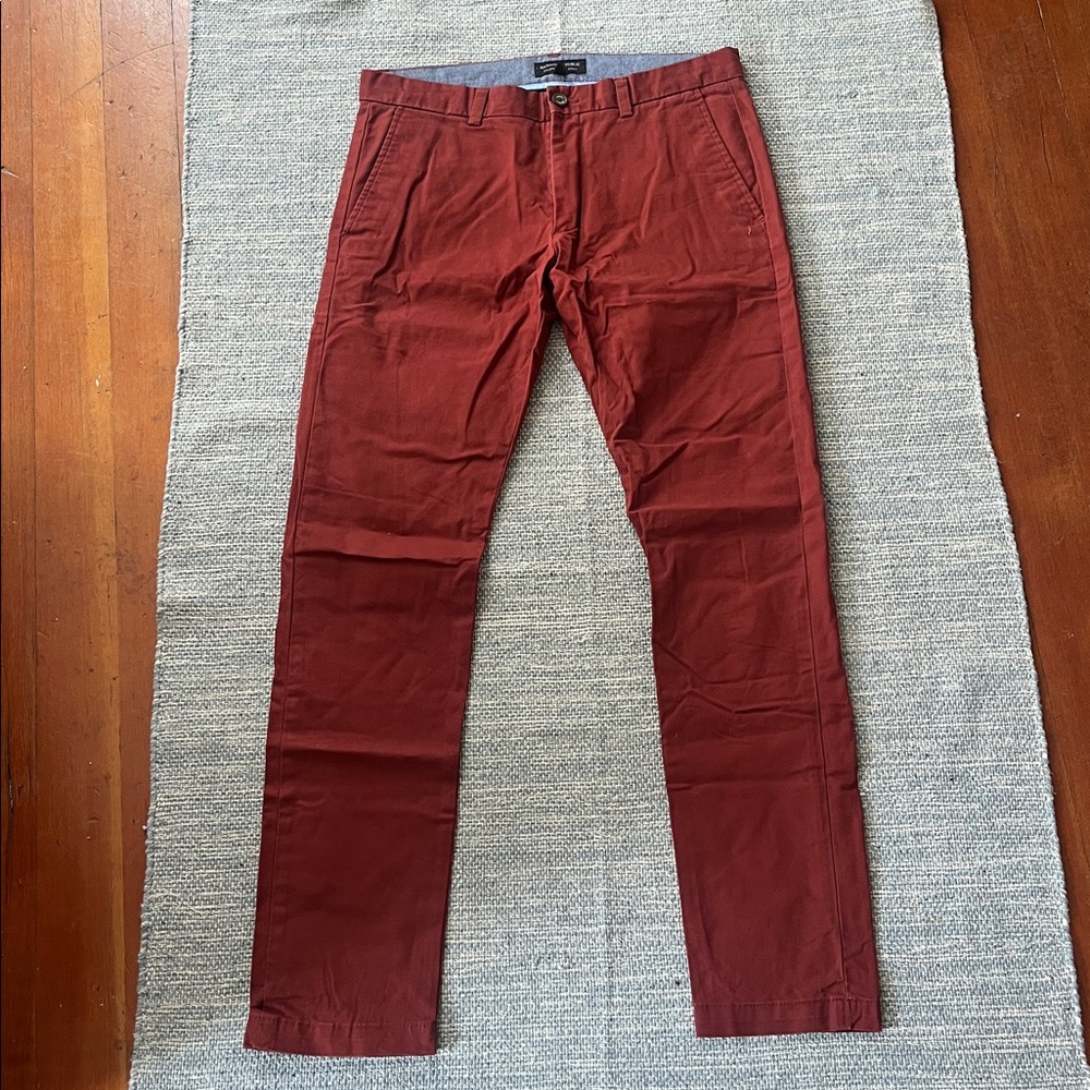 Banana Republic Fulton Skinny Chino Maroon Red 32x34